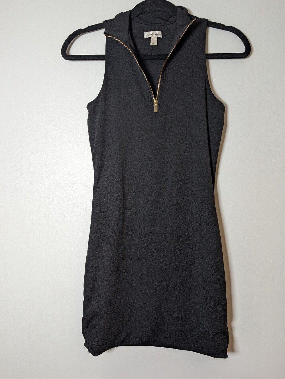 Derek Heart Black Sleeveless Mini Dress with Gold Zip Size S - Picture 2 of 5
